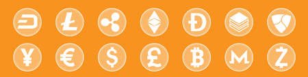 Set Crypto. Collection of Crypto currency blockchainの写真素材