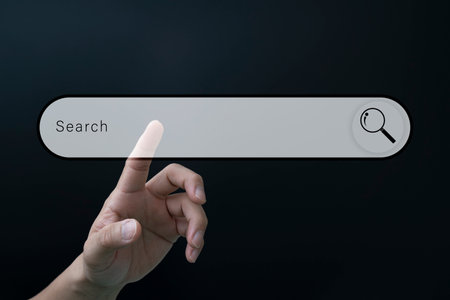 Searching browsing internet data information networking concept, business man clicking internet...