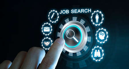 Job Search human resources recruitment career. Internet, business, Technology and network concept.の写真素材