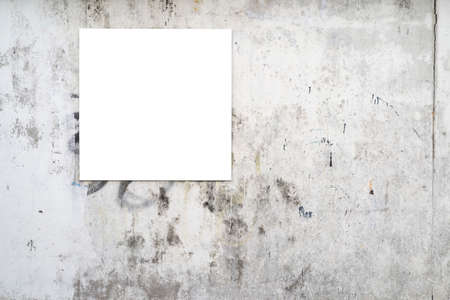 Mock up. Blank billboard, advertising, public information board on old wallの写真素材