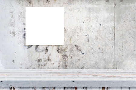 Wood pattern for design and decoration. Frameless frame is attached to the cement wall.の写真素材