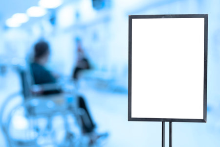 blank white billboard in the modern hospital,blur backgroundの写真素材
