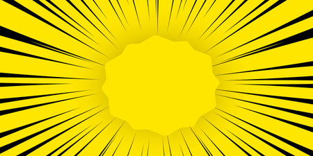 Abstract zoom line comic motion and pop art style with yellow on orange background. Vector illustrationの写真素材