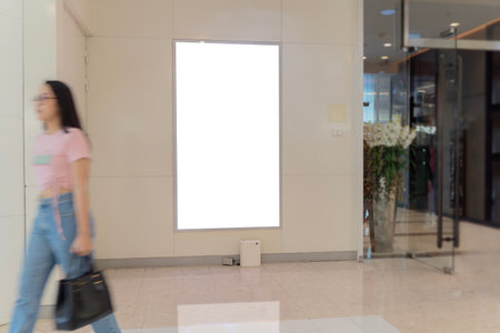 Digital advertisiment in shopping mall mockup. Blank billboards located in shopping malls or retail stores, useful for your advertising, with clipping paths.の写真素材