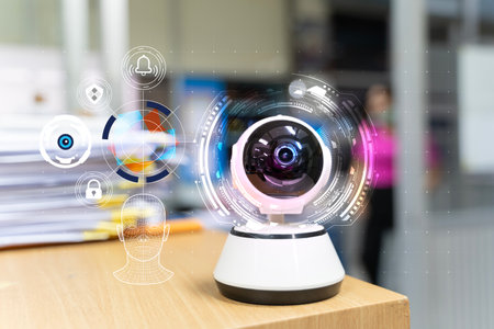 CCTV or surveillance operating in office building. CCTV Camera security operating in office...