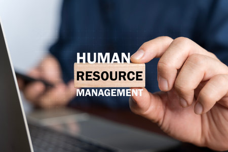 HRM or Human Resource Management, Manager choose to personnel icon which is among staff icons for human development recruitment leadership, customer target group concept. Recruit, employment, leader.の写真素材