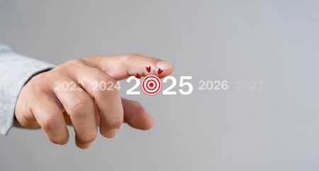 New Year 2024 Concept. Modern concept of the coming of 2024 New Year in the form of a womanâ€™s...