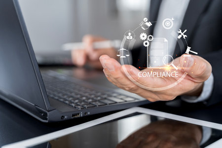 Audit business concept. Compliance with internal organization financial services regulation, financial examination for business and financial management system.の写真素材