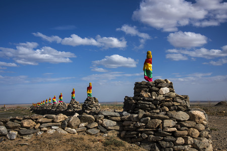 stone worship pagoda Landscapeの写真素材
