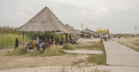 Ningxia Shahu Nature Tourist Area, Ningxia Sand Lakeのeditorial素材