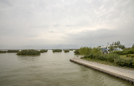 Ningxia Shahu Nature Tourist Area, Ningxia Sand Lakeのeditorial素材