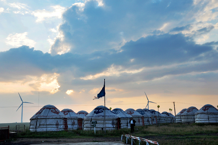 Mongolian yurts at grasslandのeditorial素材