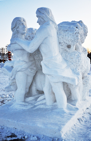 Snow sculpture in a fieldのeditorial素材