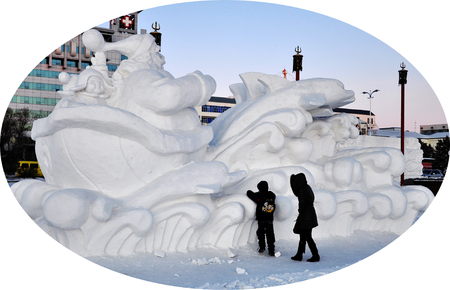 Snow sculpture in a fieldのeditorial素材