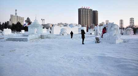Snow sculpture in Hulun Buirのeditorial素材