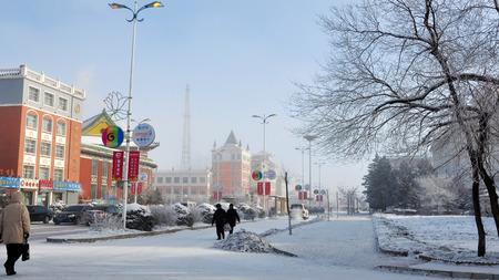 hulun buir winter buildings Sceneryのeditorial素材