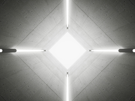 Abstract concrete tunnel and it's exit with bright light and textured wall. Used for background and graphic source. 3D rendering - illustration.の写真素材