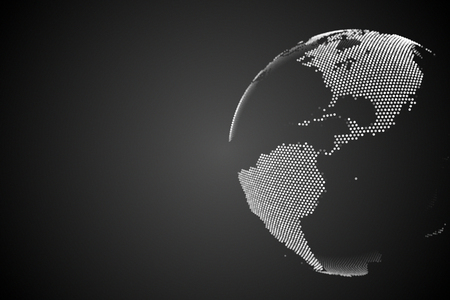 World map point, line, composition, representing the global, Global network connection,international meaning, technology concept. Isolated in black. 3D rendering - Illustrationの写真素材