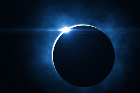 The moon covers the sun in a beautiful solar eclipse. Other color and views available. 3d rendering - Illustrationの写真素材