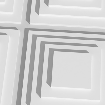 Abstract digital geometric showroom and stage background, empty white stairs with shadow, top view. 3d rendering - Illustrationの写真素材