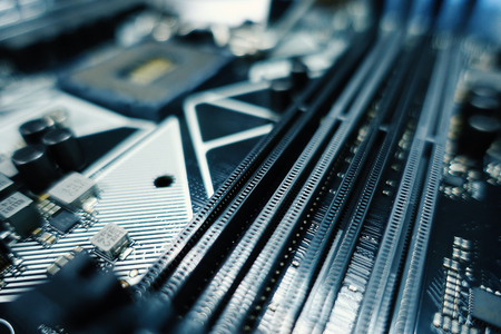 Computer motherboard and processor. Digital science and technology. - Image