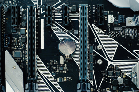 Computer motherboard and processor. Digital science and technology. - Image