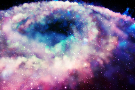3d rendering.Colorful galaxy in space, beauty of universe, cloud of star, isolated with black...