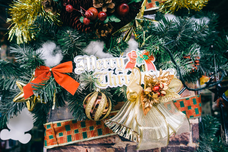 New Year background. Christmas background. Christmas tree and Christmas decorations. Christmas background - Imageの写真素材