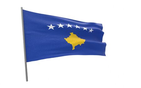 Illustration of a waving flag of Kosovo. 3d rendering.の写真素材