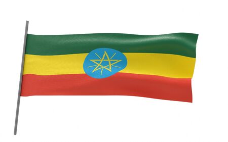 Illustration of a waving flag of Ethiopia.The Federal Democratic Republic of Ethiopia. 3d rendering.の写真素材