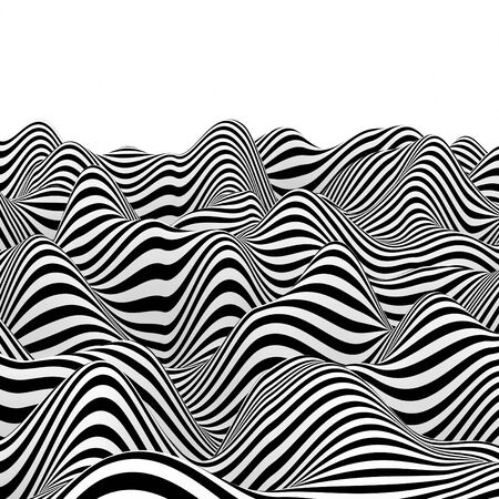 Abstract black and white lines in different patterns. Used for materials or graphic source. 3d...