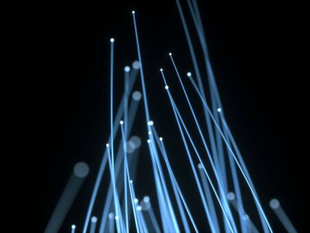 Blue bunch of optical fibres. Technology concept. 3d rendering - illustration.の写真素材