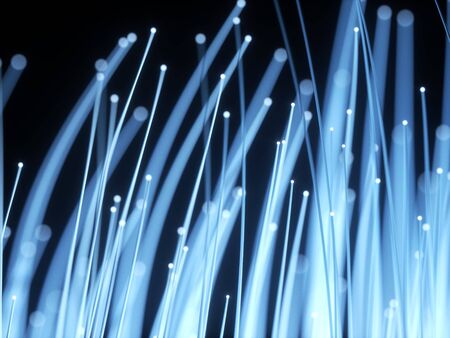 Blue bunch of optical fibres. Technology concept. 3d rendering - illustration.の写真素材