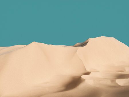 Abstract pure sand dune in desert under blue clear sky. 3d rendering - illustration.の写真素材