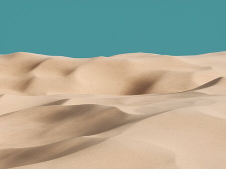 Abstract pure sand dune in desert under blue clear sky. 3d rendering - illustration.の写真素材