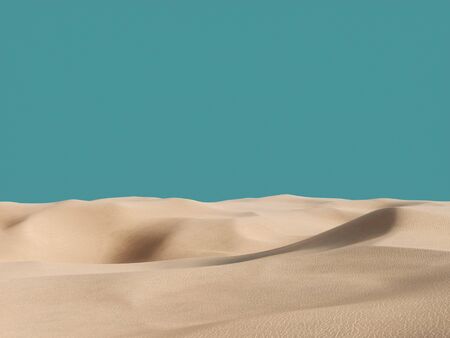 Abstract pure sand dune in desert under blue clear sky. 3d rendering - illustration.の写真素材