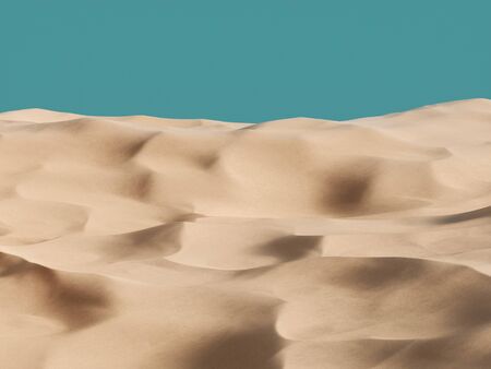 Abstract pure sand dune in desert under blue clear sky. 3d rendering - illustration.の写真素材