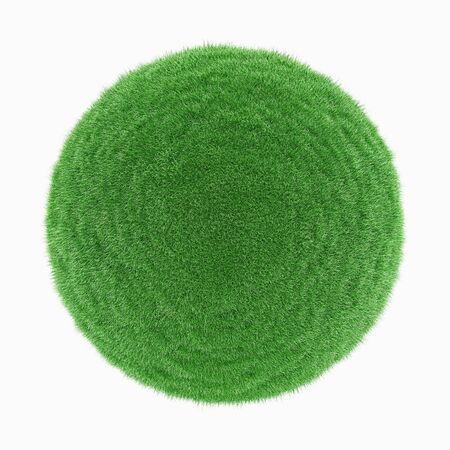 Green grass planet. Isolated on white. 3d rendering - illustration.の写真素材