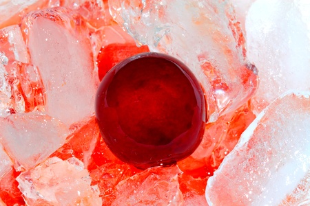 Red cherry with white iceの写真素材