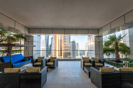 Luxury apartment terrace viewのeditorial素材