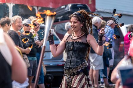 Thames,Waikato - November 10 : Steam Punk parade on November 10, 2018 on the main street of Thames...