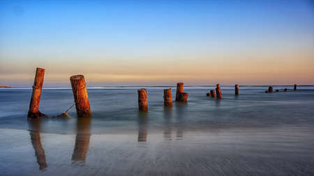 Before sunset on the empty beach. Arabian Sea, Oman.の写真素材