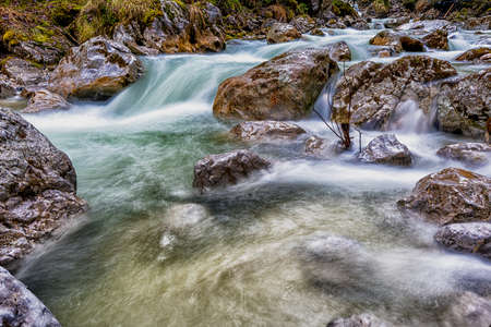 The rapids. Ramsauer Ache, Bertechsgaden.の写真素材