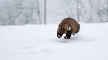 Wild animal Beech marten, Martes foina, in the forrest.の写真素材