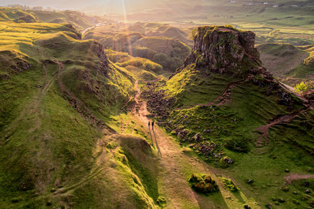 Beuatiful Scotland landscape from a birds-eye viewの写真素材