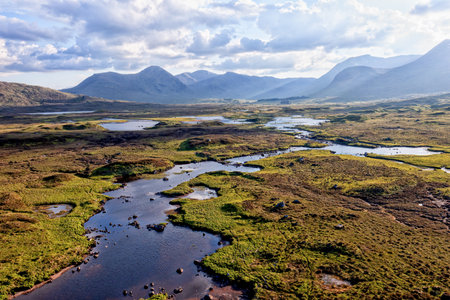 Beuatiful Scotland landscape from a birds-eye viewの写真素材