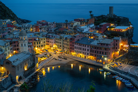 Sunset in Vernazza through a vintage lens, Cinque Terre, Liguria, Italy