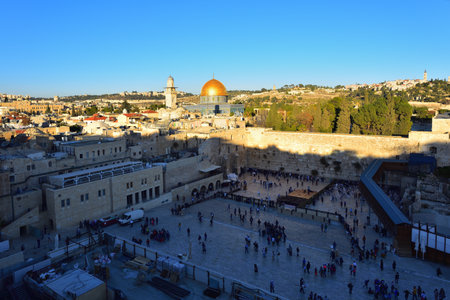 Holy Land of Israel. Jerusalem, Western Wall from birds-eye view.