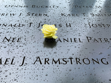 September 11, 2001 Memorial fountain in New York, Manhattanの写真素材