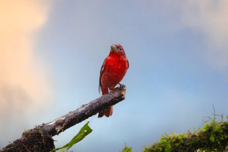 Piranga rubra, Summer Tanager is a medium-sized American songbirdの写真素材